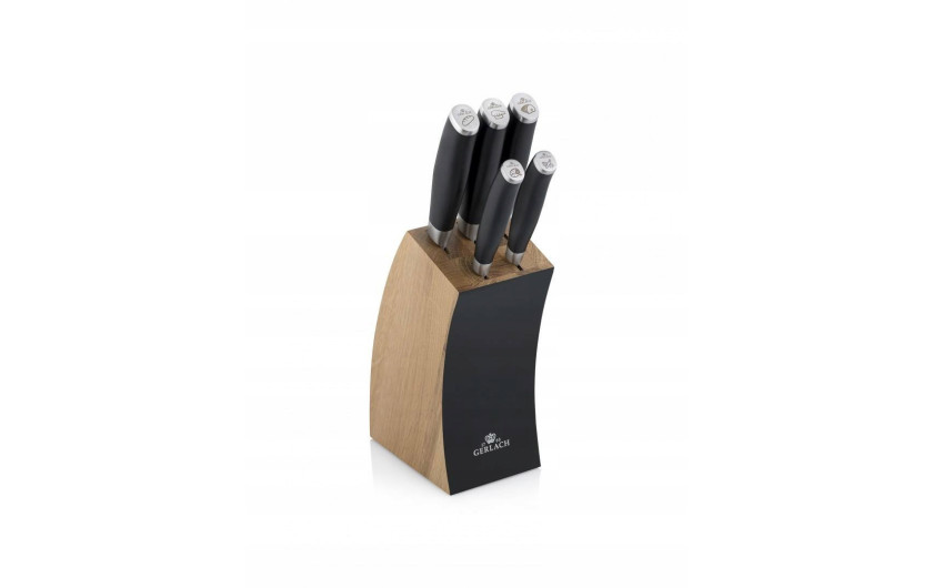 Set of knives in block DECO BLACK + 3 in 1 sharpener