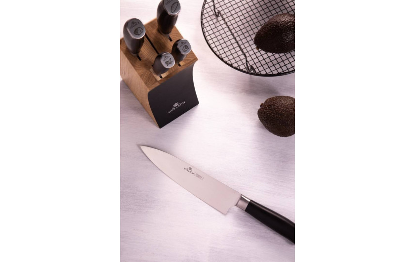 Set of knives in block DECO BLACK + 3 in 1 sharpener