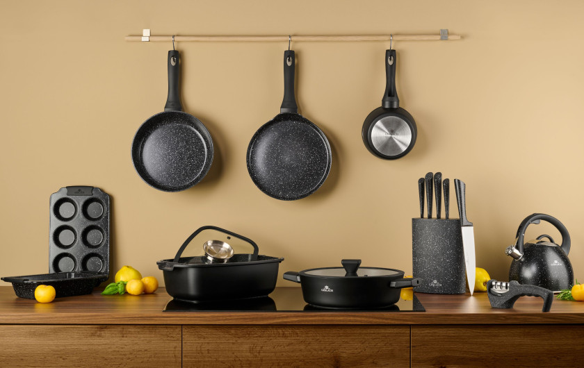 Set of 3x GRANITEX frying pans 20/24/28 cm + pancake pan